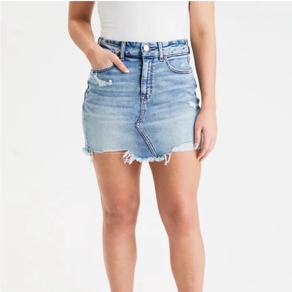 American Eagle Distressed Denim Mini Skirt